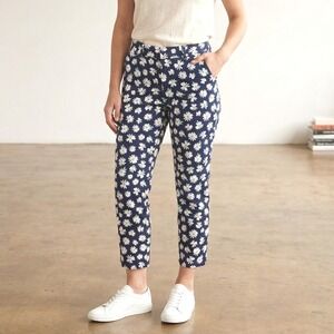 Old Navy Pixie Pants Size 8 Navy Floral Ankle Mid Rise Stretch Pockets Chic